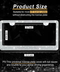 Sparkly Rhinestone License Plate Frame For Women, Two Pack Bling Car Accessories, 12.4 x 6.5 inch size specifications