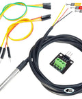 DS18B20 Temperature Sensor Waterproof Stainless Steel Probe Two Pack For Arduino ESP32 ESP8266 and Raspberry Pi with adapter.