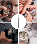 Precision Watch Cleaning Pen With Double Head Rubber Tips For Dials, Case Gaps, And Gear Clearance in use by watchmaker