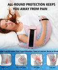 Woman sleeping with Cooling Shoulder Surgery Pillow With Ergonomic Design For Postop Relief Side Sleeper Support Rotator Cuff Pain Relief