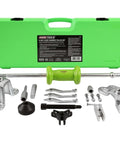 Slide Hammer Puller Set With Dent Puller CV Axle And Bearing Removal Tool Kit with green case and accessories displayed