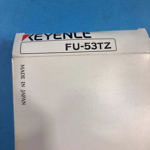 Packaging of Keyence Fu-53Tz Transmissive Fiber Optic Sensor Unit box, labeled 'Made in Japan'