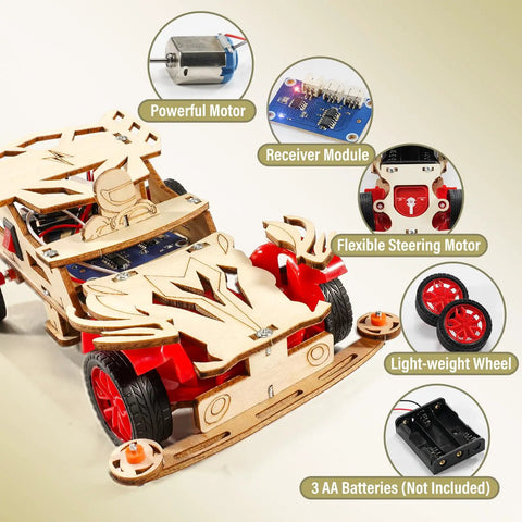 Hands On Remote Control Car Building Kit For Kids 8 Through 12 Cool Stem Toys For Boys And Girls Wood 3D Puzzles And Science Craft