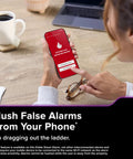 Person holding smartphone showing app notification for App Enabled Hardwired Smart Smoke And Carbon Monoxide Detector With AA Battery Backup
