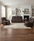 Comfy Leather Recliner Sofa Set 3 Piece Living Room Furniture Sectional With Manual Recliners Couch Family Room Home Theater Seating Brown Leather Loveseat Chair