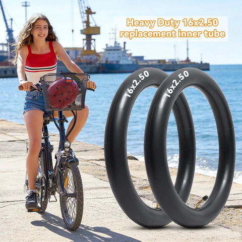 Heavy Duty 16x2.50 Replacement Butyl Inner Tube For 16 Inch Wheels With Bent CR202 Valve Built To Last For Electric Bikes BMX Scooters