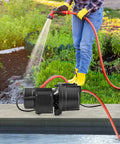 115 Volt Shallow Well Jet Pump 1 HP Heavy Duty Cast Iron Irrigation Water Pump 164 Ft Max Head 20 To 40 PSI IPX4 installed in garden