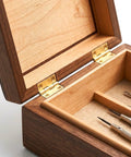 Wooden box with Five Pack Mini Brass Jewelry Box Hinges Set Gold Folding 1 Inch Hinge With Mounting Screws For Wooden Boxes.