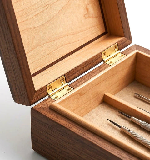 Wooden box with Five Pack Mini Brass Jewelry Box Hinges Set Gold Folding 1 Inch Hinge With Mounting Screws For Wooden Boxes.