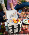 Desert Cowboy Style Go To Insulated Lunch Bag With Shoulder Strap 15L on picnic blanket with snacks and drinks