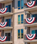 Totally Patriotic 3x6 Ft Pleated Fan Flags Set Of 4 For Fourth Of July And Memorial Day Durable Polyester With Brass Grommets on balconies