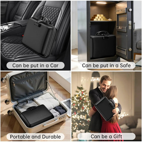 Lockable Fireproof Document Box With Water Resistant Hard Case And 25 Pocket Accordion File Organizer in various settings