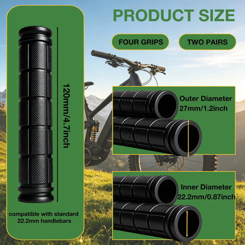 Two Pairs Bike Handlebar Grips For Road Mountain And Folding Bikes Black Rubber Comfort Grips With Easy Installation