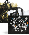 2 Pack 13 Inch Large Birthday Gift Bags With Tissue Paper And Cards featuring starry design, reusable with handles, for parties