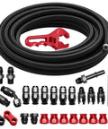 6AN 25 Ft PTFE Fuel Line Kit For LS Swap EFI E85 Nylon Stainless Steel Braided Fuel Hose With AN6 Fittings and Wrench