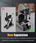 Beefy Hand Press Foot Attachment For Die Cutting And Leather Stamping Machines with 3x3in all-metal base and template extension.