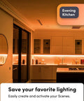 Kitchen with Six Point Six Feet Dope Smart LED Strip Lights Kit With Multizone RGB And Tunable White under cabinets.