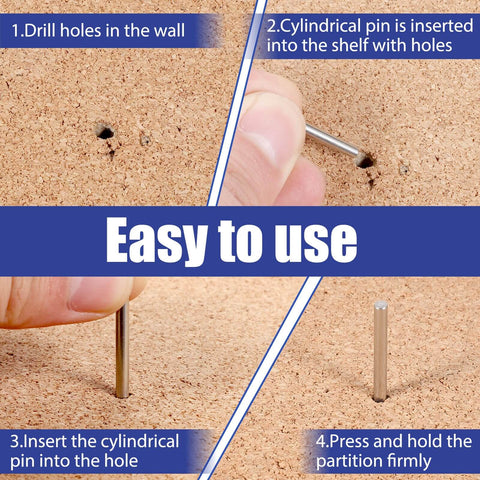 Step-by-step installation of 60Piece 3mm By 30mm Stainless Steel Shelf Dowels For Cabinets And Furniture Heavy Duty 304 Pegs
