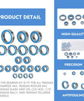 21 Pcs Beefy Heavy Duty Silver Blue RC Bearing Kit Rustproof Steel Sealed Ball Bearings For Traxxas Slash Stampede 4x4 4WD