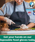 Zero Drama Disposable Poly Gloves For Food Prep And Slick Kitchen Grade Safety Gear used by chef while slicing vegetables.