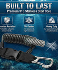 Scuba Diving Lanyard For Underwater Cameras, Anti Loss Retractable Gear Tether With Quick Release Buckle Clip, Heavy Duty 60 Lb Capacity