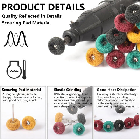 Pro Grade All In One 40 Piece Buffing And Grinding Kit With Double Layer Pads And Multi Grit Wheels 80 150 240 400 for Rotary Tools