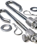 Heavy Steel Deck Lift Hanger Rod Kit Compatible With John Deere Tractors featuring zinc-coated fasteners and hardware.
