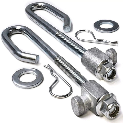 Heavy Steel Deck Lift Hanger Rod Kit Compatible With John Deere Tractors featuring zinc-coated fasteners and hardware.