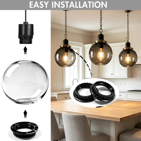 Grab This 4 Pack Lamp Shade Retaining Rings For Your Home Glow Up, Fits E26 Threaded Holders Perfectly, showing installation process.