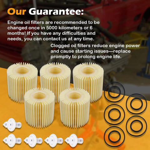 Packaging of Oil Filter Kit For Toyota Avalon Camry RAV4 Highlander Sienna Lexus ES300h ES350 IS200t RX350 RX450h 5 Pack with accessories