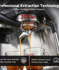 Top Tier Espresso Machine With Built In Conical Burr Grinder And Thirty Adjustable Levels Twenty Bar High Pressure Pump PID Heat Control coffee extraction