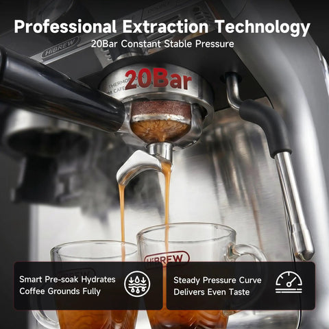 Top Tier Espresso Machine With Built In Conical Burr Grinder And Thirty Adjustable Levels Twenty Bar High Pressure Pump PID Heat Control coffee extraction