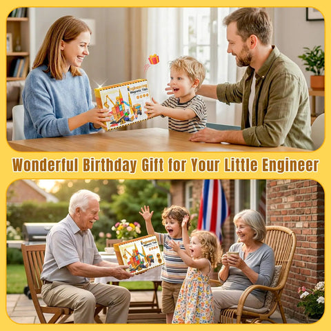 Family gifting Magnetic Tiles Building Set With Road, Crane And Marble Run Two Sided Construction Site And Fire Station to children