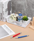 12 Pack Plastic Organizer Baskets White Storage Bins Trays for Desk Home Office Shelves and Craft Room Organization