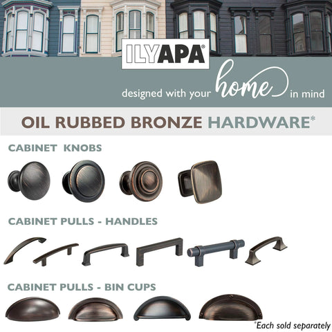 Oil Rubbed Bronze Cabinet Cup Pulls Three And A Half Inch Overall Length 10 Pack Durable Drawer Handles with optional mounting.