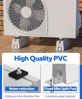 Heavy Duty Mini Split Condenser Pad Floor Mount Base Pad 15.74 Inch Long Beefy Anti Vibration Stand installed for outdoor AC unit