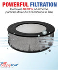 62500 True HEPA Replacement Filter For Sears Kenmore 83236 83256 Air Purifier By LifeSupplyUSA with filtration graphic