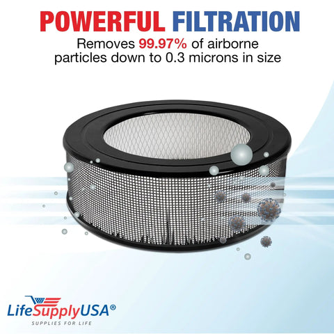 62500 True HEPA Replacement Filter For Sears Kenmore 83236 83256 Air Purifier By LifeSupplyUSA with filtration graphic
