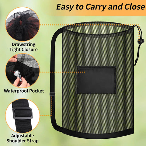 Massive Mesh Ball Bag For Coaches, Heavy Duty Drawstring Storage Sack With Shoulder Strap And Pocket, 24 by 36 inches