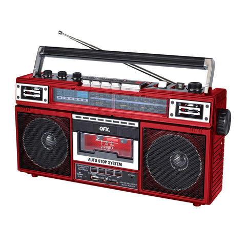 Dope Red Boombox With Bluetooth MP3 Converter From Radio To Cassette, 4 Band AM FM SW1 SW2 Radio, Dual 3 Inch Speakers