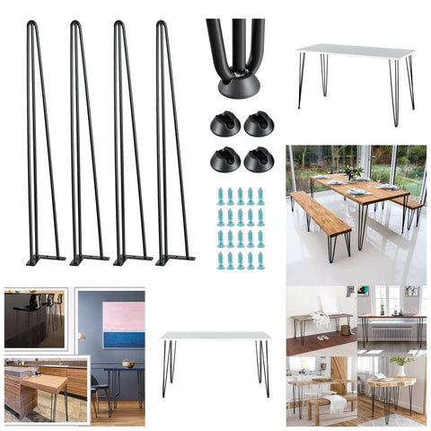 30 Inch Heavy Duty Hairpin Table Legs Set Of 4 With Black Powder Coat Finish For DIY Desks Tables Dining Countertops And Kitchen Surfaces Industrial Modern Hairpin Furniture Legs