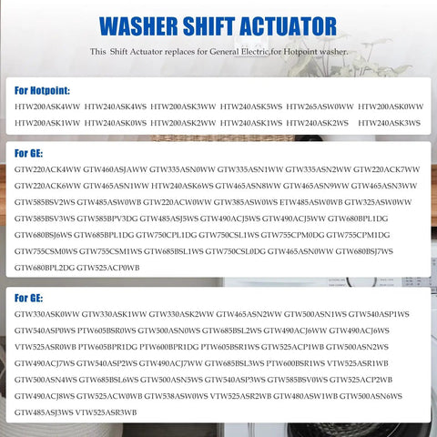 Washer Parts Kit Five Piece Set With Shift Actuator, Drive Belt, Clutch Spring And Pulley Replacement For Easy No Fuss Washing Machine Repair And Maintenance, Compatible With Most Front Load And Top Load Washers. model compatibility chart