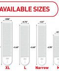 Four adhesive hanger strip sizes from Damage-Free Picture Hanging Strips Set With 64 Strips For Large 15Lb, Medium 10Lb And Small 5Lb Frames
