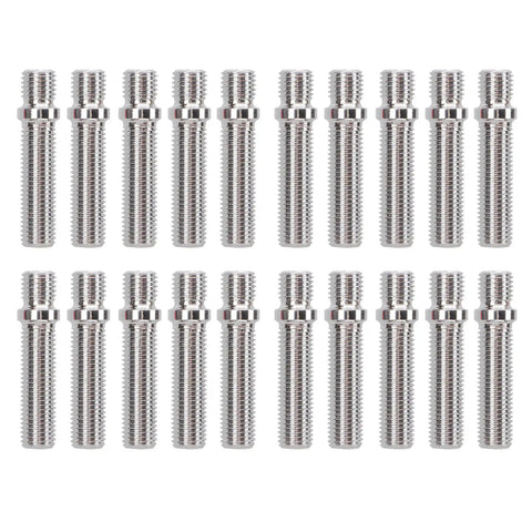 Upgrade Your Ride With This Epic 20 Pack Wheel Stud Conversion Kit, Featuring Cold Forged Steel Extended 58mm Studs And Zinc Coated Finish For Cars And Trucks. Swap Out Factory Lug Bolts Easily And Unlock A Bigger World Of Custom Wheels Plus Colorful. 20 silver 58mm cold forged steel wheel studs, zinc coated, arranged on white background