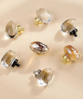 8 Pack Polished Chrome Crystal Glass Cabinet Knobs Oval Drawer Pulls for Dresser Drawers Kitchen Cupboard Wardrobe and Bathroom Cabinets