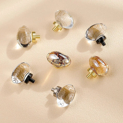 8 Pack Polished Chrome Crystal Glass Cabinet Knobs Oval Drawer Pulls for Dresser Drawers Kitchen Cupboard Wardrobe and Bathroom Cabinets