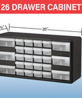 26 Drawer Plastic Storage Cabinet For Garage Organization And Craft Sorting Bead And Brick Storage Makeup Organizer Teacher Toolbox Heavy Duty Drawer Organizer 20 Inch Wide 6 Inch Deep 10 Inch High Black
