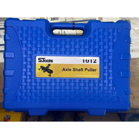 Heavy Duty Axle Shaft Puller Tool For Big Rig Trucks Featuring Quick Lock Adjustable Arms in sturdy blue carrying case.