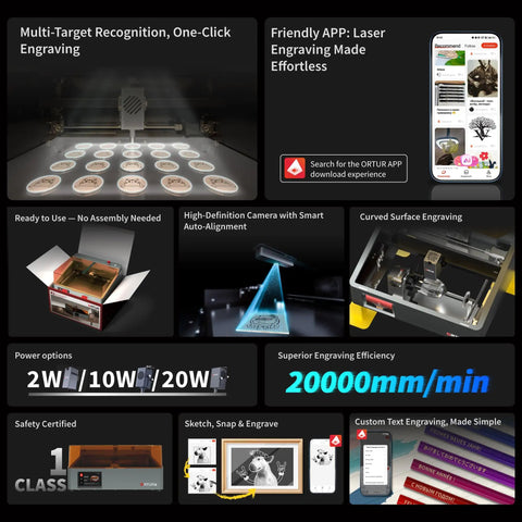 10W Enclosed Laser Engraver And Cutter With Smart Camera Positioning, batch engraving for wood and metal, high efficiency