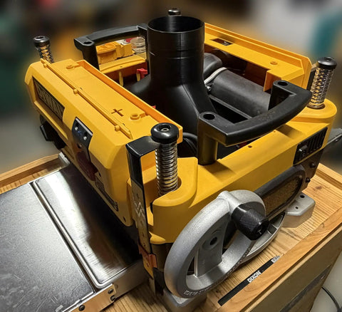 Overhead Dust Port Upgrade for 4 Inch Hose Fits DW735 and DW735X Planers installed on woodworking planer
